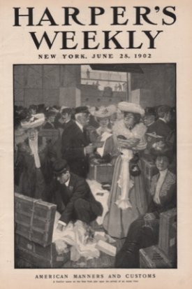 ORIG VINTAGE MAGAZINE COVER: Harper's Weekly June 28 1902 - Customs Searchby: John Edwin Jackson